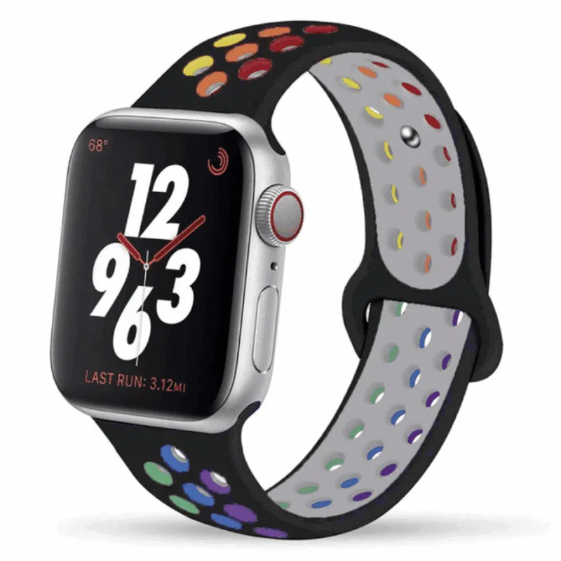 Apple Watch Band – Sport Black w/ Multi Color Holes