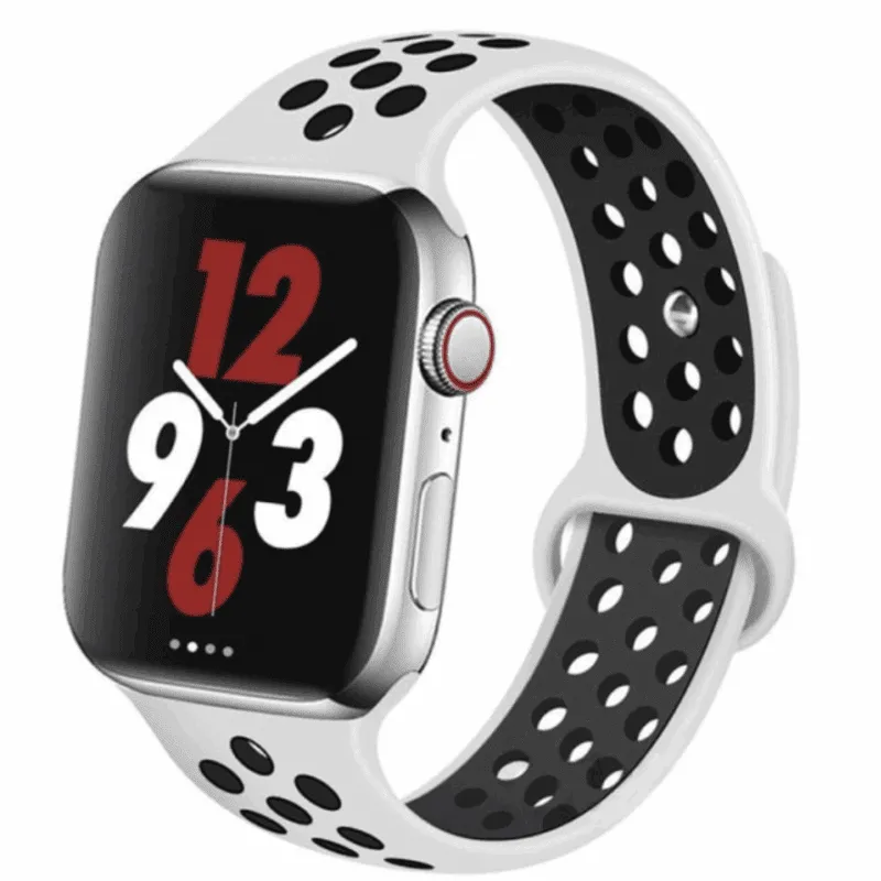 Apple Watch Band – Sport White w/ Black Holes