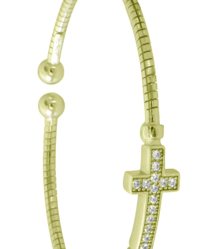 Sterling Silver Bangle – Italian Silver Cross Gold