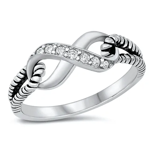 Sterling Silver Ring – Infinity Ring w/CZ’s